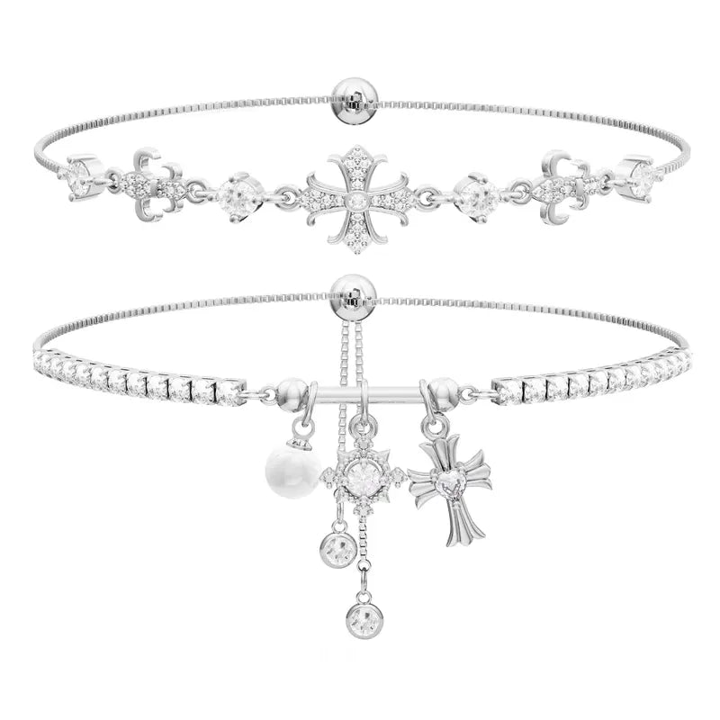 Braccialetti con croce a doppio strato a forma di fiocco di neve