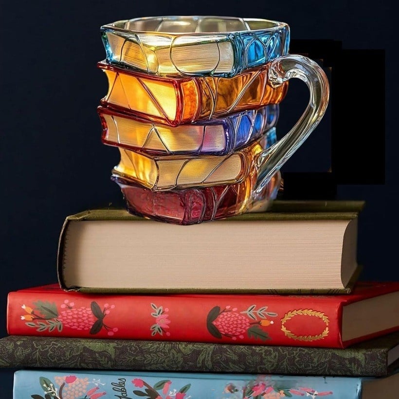 ⏰Saldi natalizi limitati 49% DI SCONTO!!📚Tazza con libro dipinto in 3D🍵