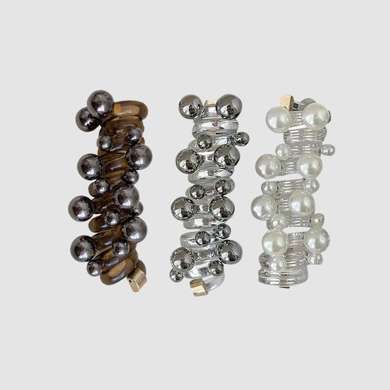 Cravatta per capelli dritta a spirale con perle