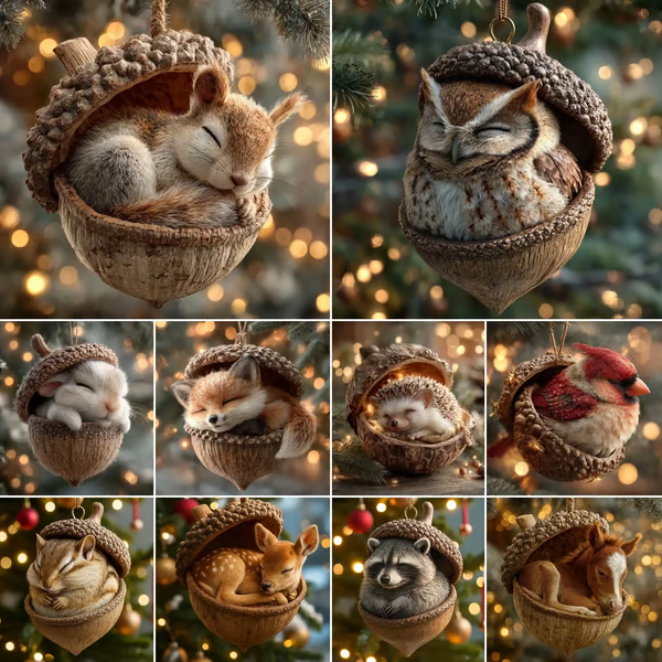 🔥Prevendita del Black Friday - Fino al 49% di sconto!❤️🎁 Decorazioni natalizie con ghiande e animali della foresta – Accoglienti decorazioni natalizie della foresta