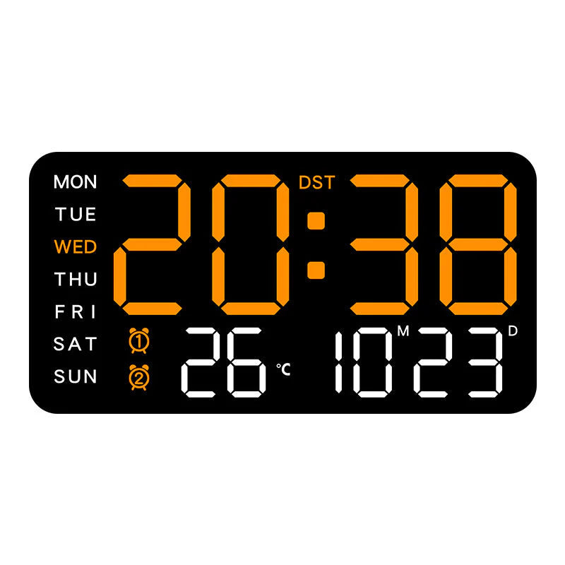Grande orologio da parete digitale con display LED, datario e termometro, regalo perfetto per gli anziani, decorazione per il soggiorno e la camera da letto