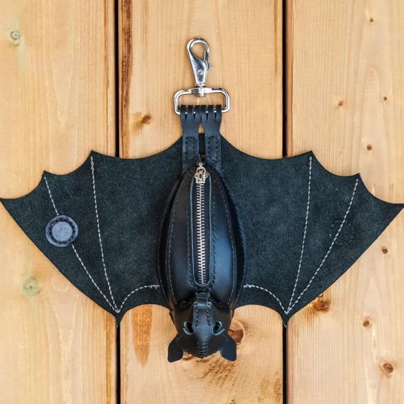 ⏰Saldi natalizi 49% DI SCONTO🎄🦇Portamonete in pelle a forma di pipistrello