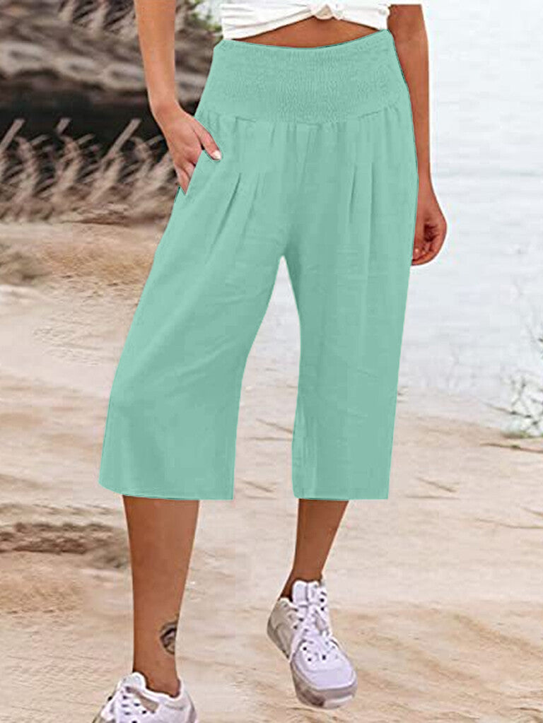 Pantaloni corti da donna con elastico in vita