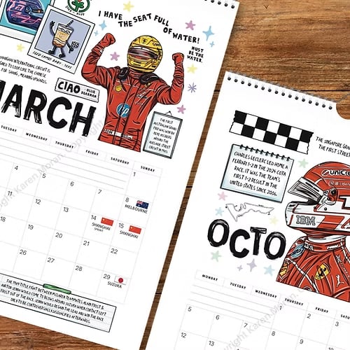 ποΈπ
F1 Scrapbook Race Calendar 2026 β Il calendario da parete definitivo per gli appassionati di corse automobilistich