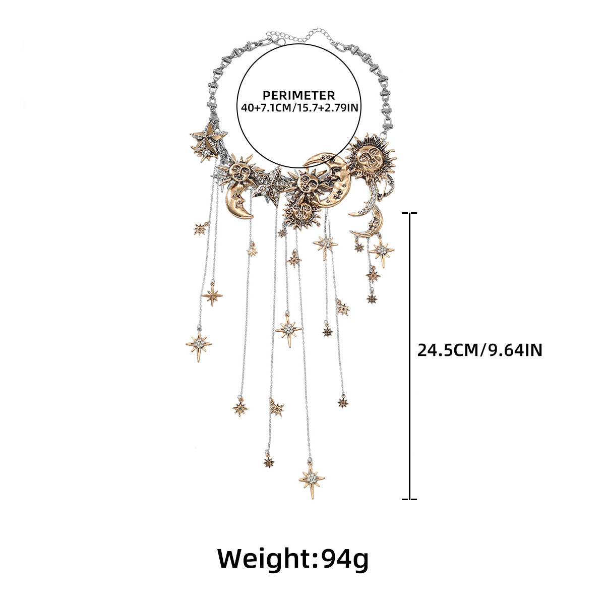 🔥ULTIMO GIORNO DI SALDI - ☀️Collana con pendente multiplo Sun Moon Stars e nappine