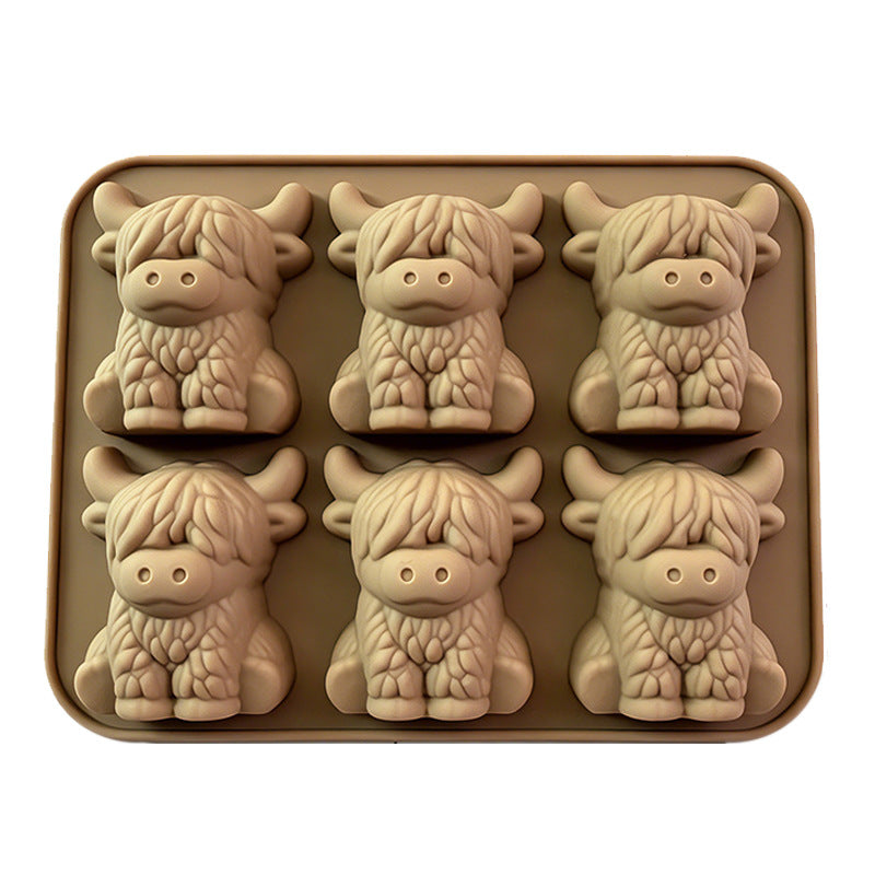 🐮 Stampo per cubetti di ghiaccio a forma di mini mucca delle Highlands – Simpatici cubetti di ghiaccio 3D per bevande, feste e regali