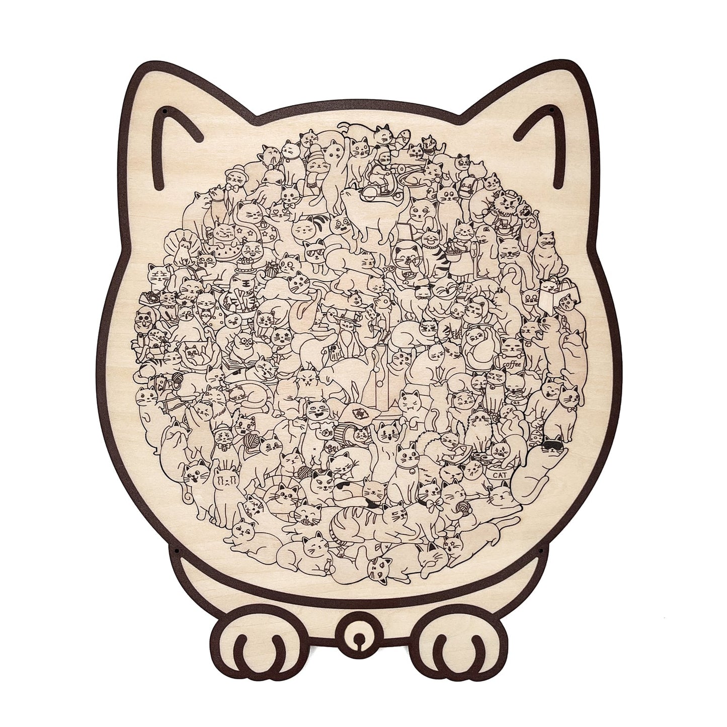 Puzzle in legno a forma di gatto dai colori di Morandi (135 pezzi)