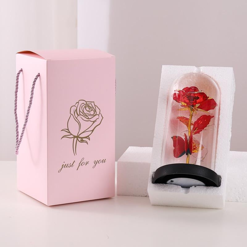 🔥Ultimo giorno! 49% di sconto – 🌹Rosa Butterfly Eterna in una cupola di vetro con illuminazione a LED✨