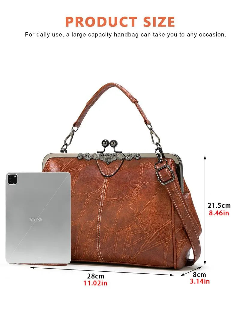 💼Borsa tote da donna in pelle impermeabile con chiusura a scatto “Kiss-Lock” Kattee Elegant 2026