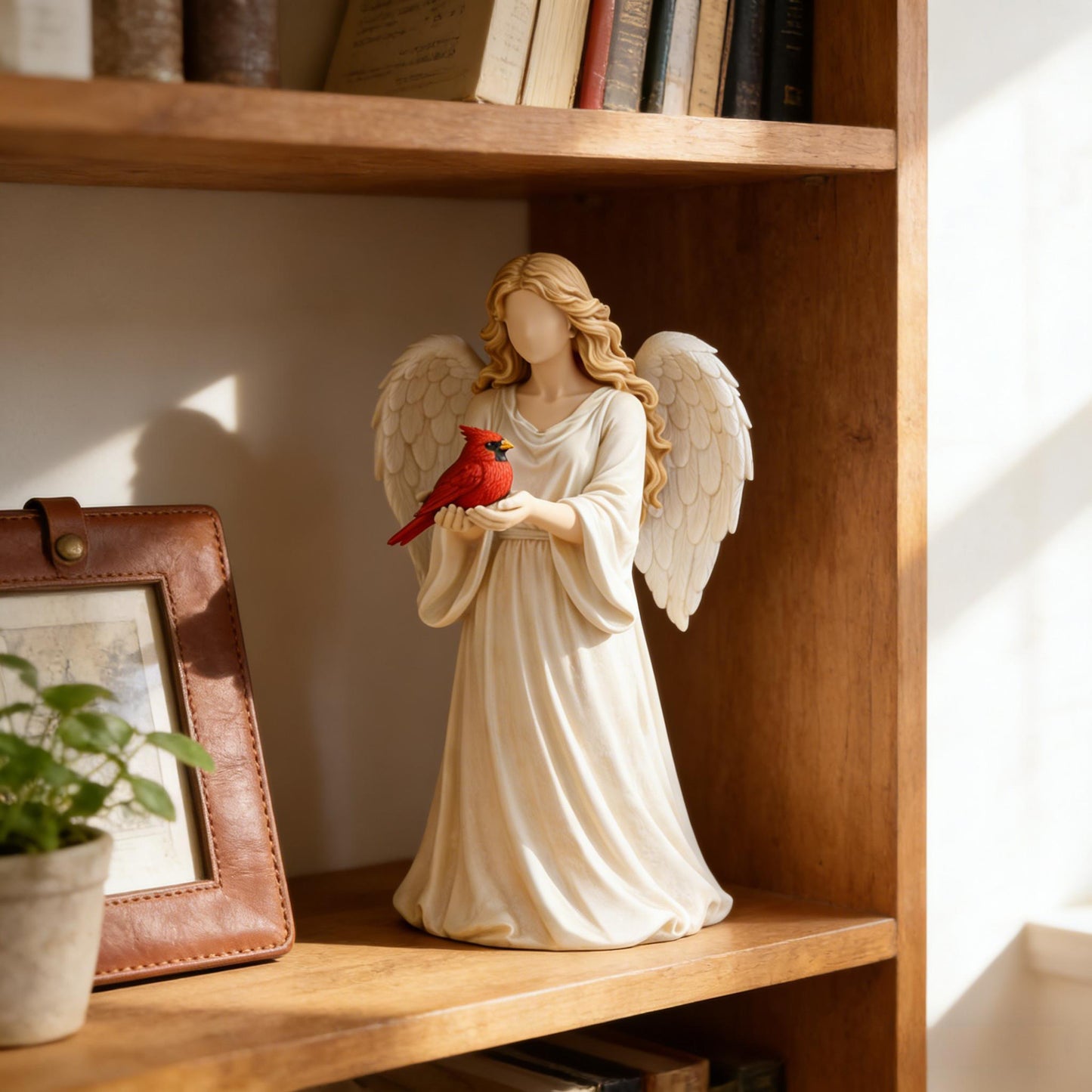 Statue commemorative artigianali raffiguranti un cardinale e un angelo: un simbolo di amore, pace e ricordo