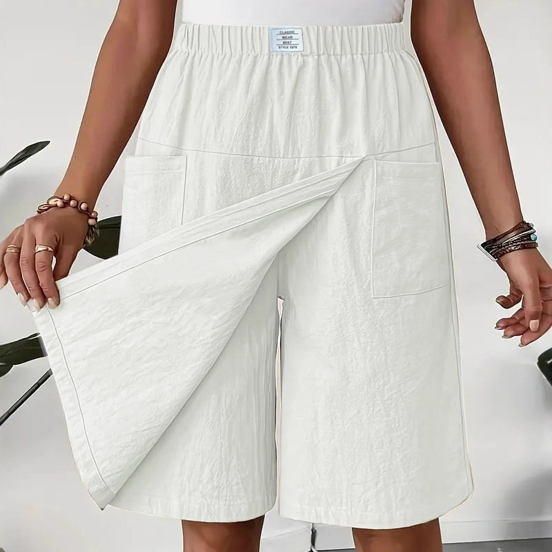 Gonna-pantaloncino casual da donna con elastico in vita e chiusura avvolgente