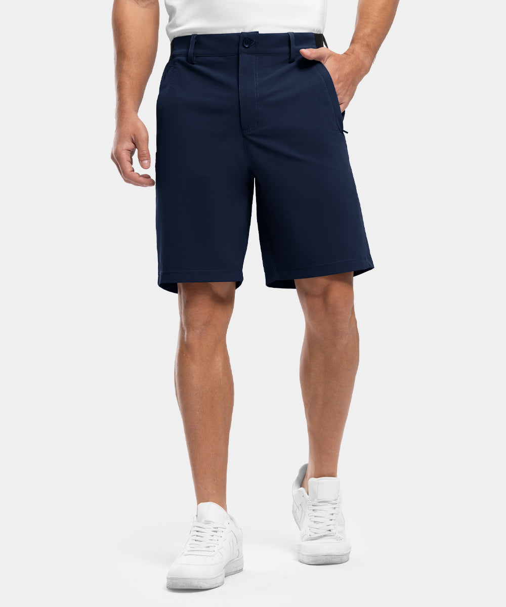 Pantaloncini da golf casual da lavoro elasticizzati e ad asciugatura rapida da uomo, pantaloncini a cinque punti