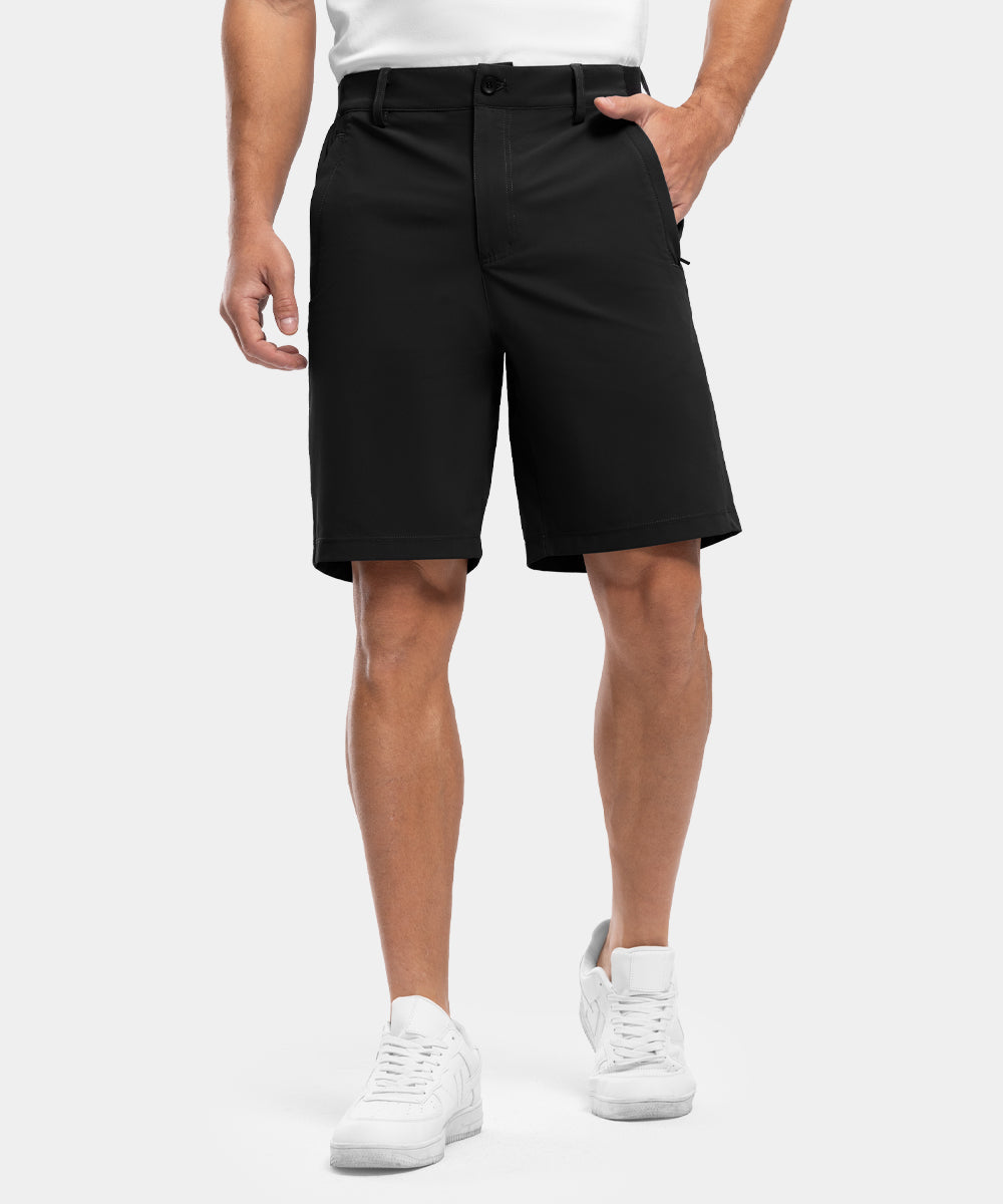 Pantaloncini da golf casual da lavoro elasticizzati e ad asciugatura rapida da uomo, pantaloncini a cinque punti