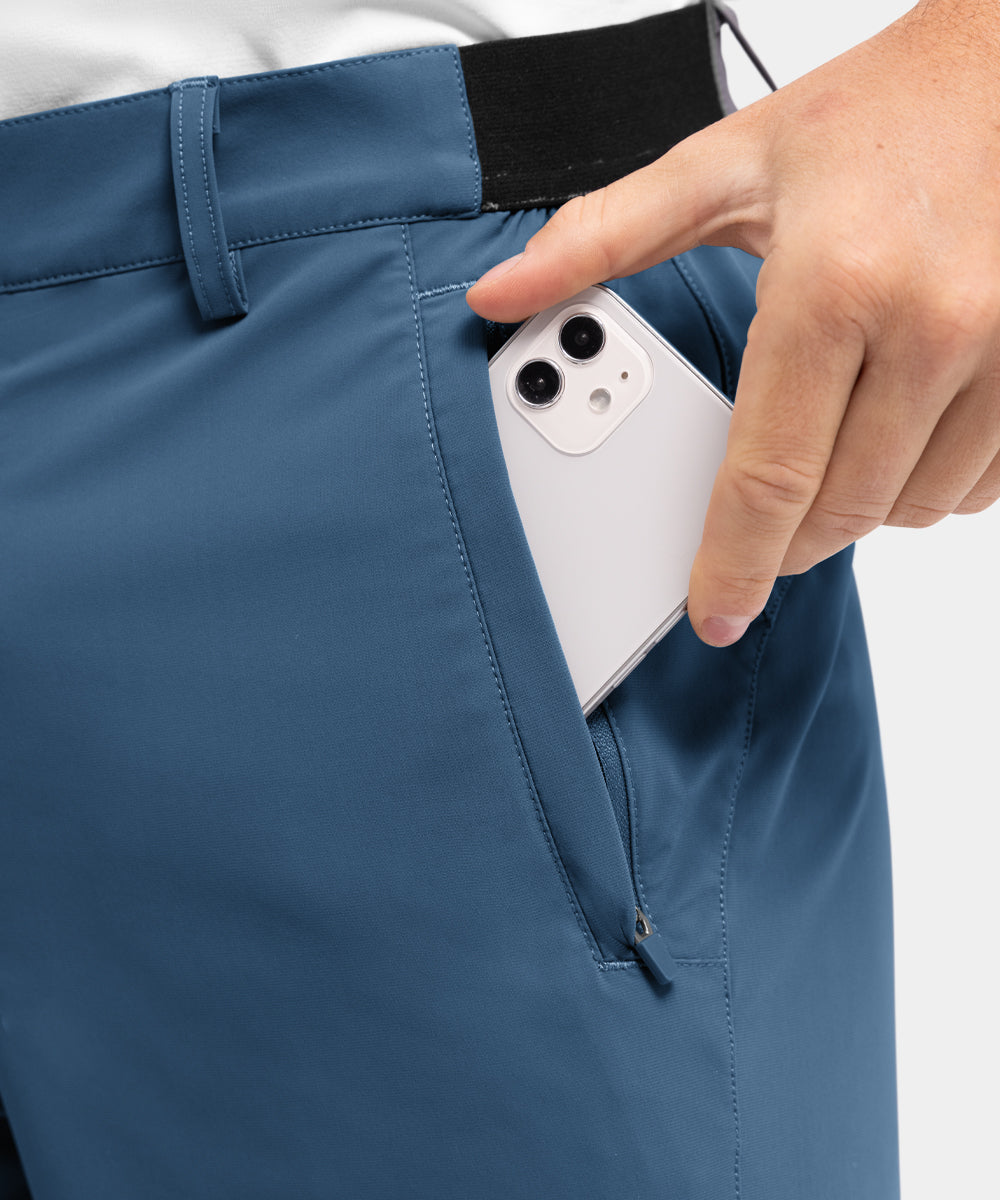 Pantaloncini da golf casual da lavoro elasticizzati e ad asciugatura rapida da uomo, pantaloncini a cinque punti