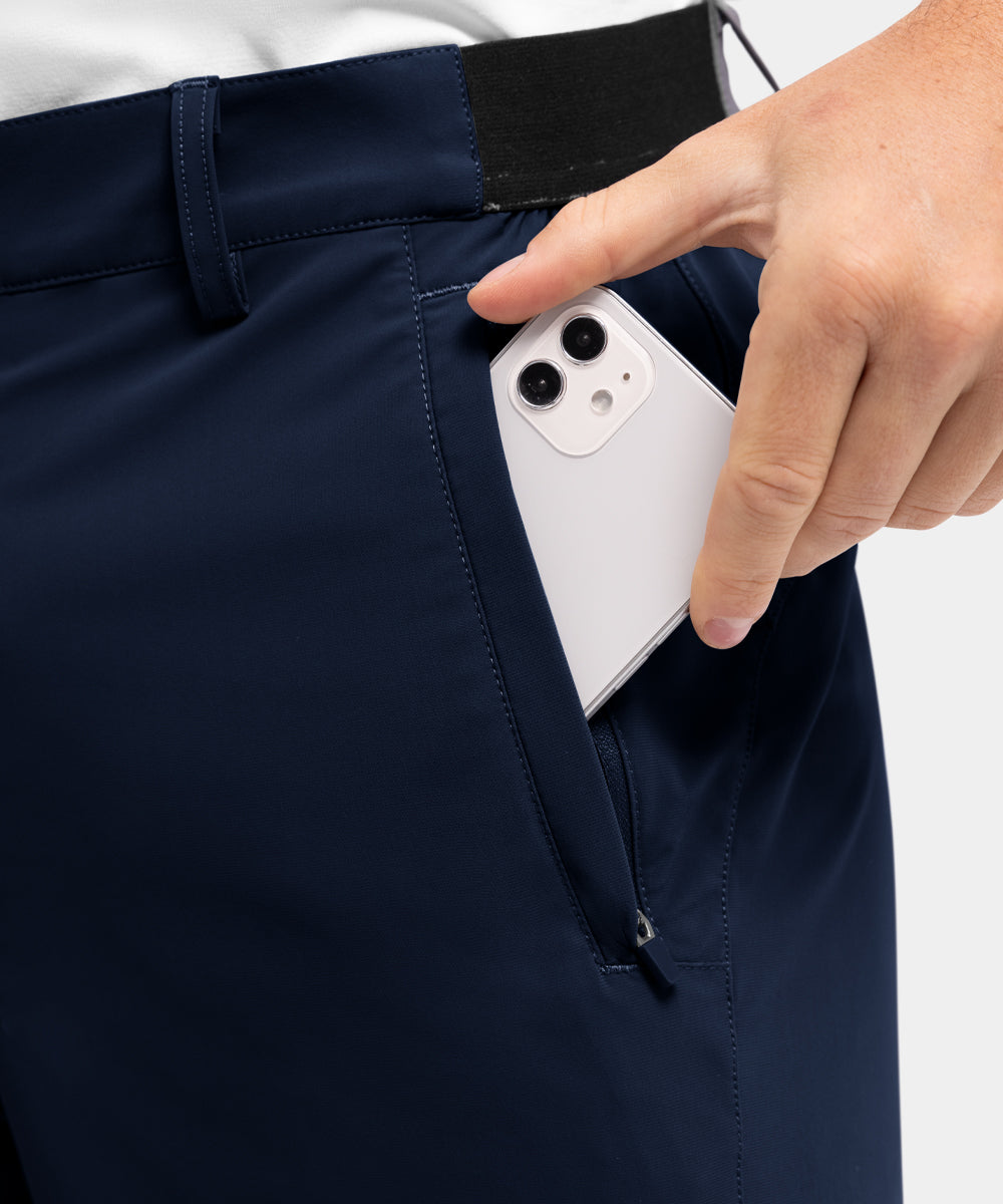 Pantaloncini da golf casual da lavoro elasticizzati e ad asciugatura rapida da uomo, pantaloncini a cinque punti