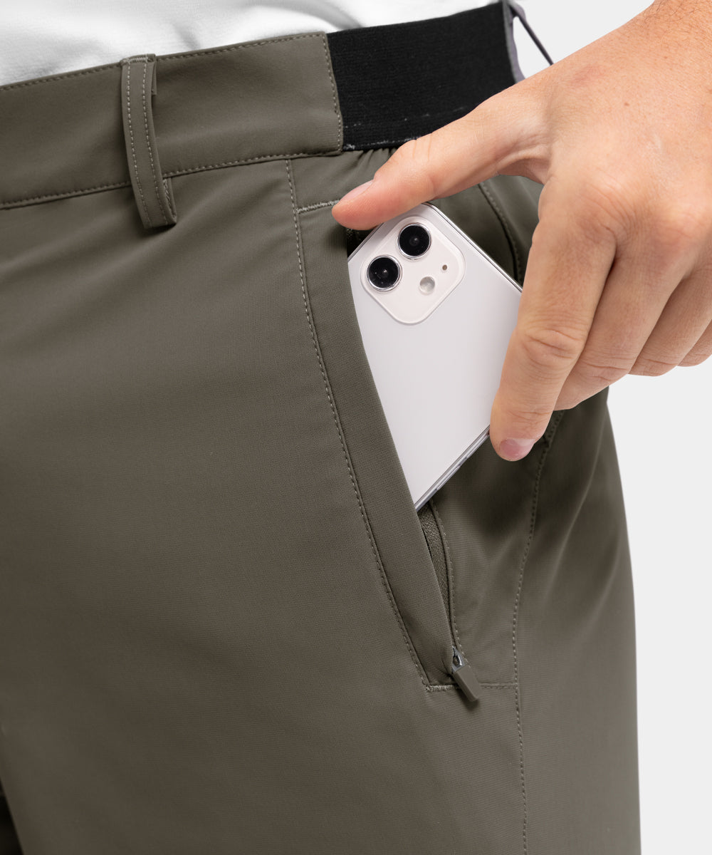 Pantaloncini da golf casual da lavoro elasticizzati e ad asciugatura rapida da uomo, pantaloncini a cinque punti