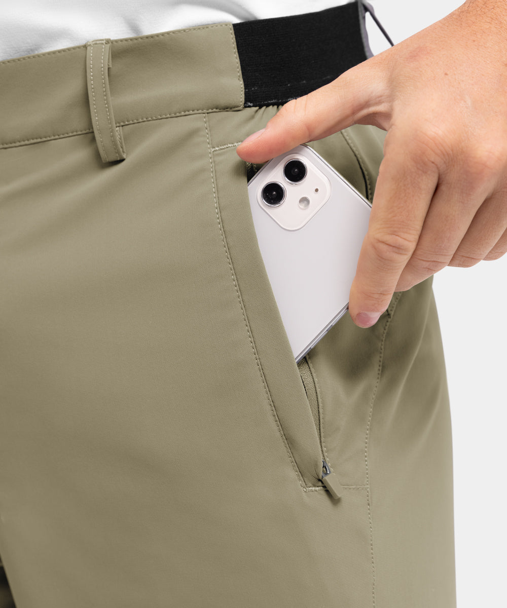Pantaloncini da golf casual da lavoro elasticizzati e ad asciugatura rapida da uomo, pantaloncini a cinque punti