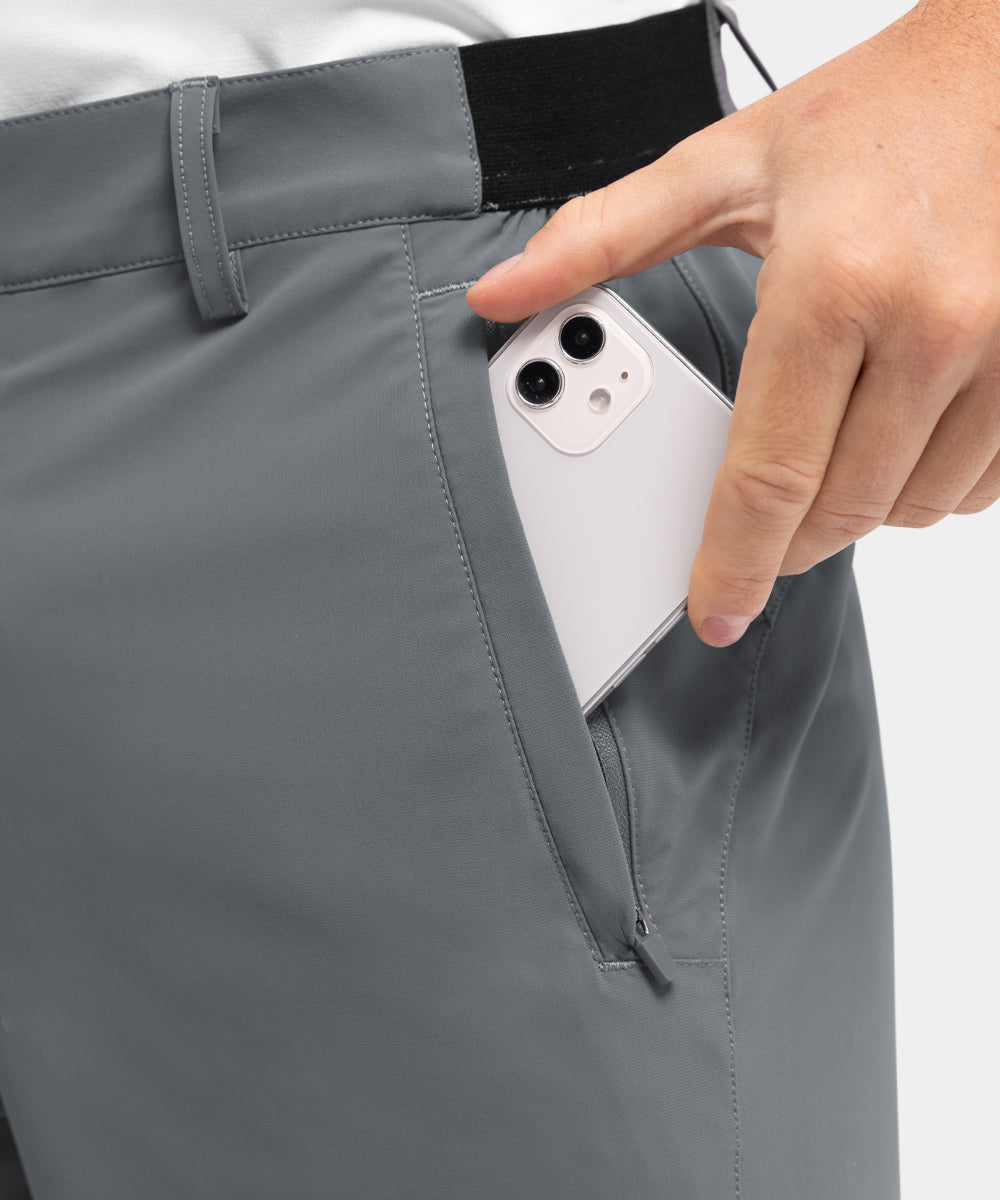 Pantaloncini da golf casual da lavoro elasticizzati e ad asciugatura rapida da uomo, pantaloncini a cinque punti