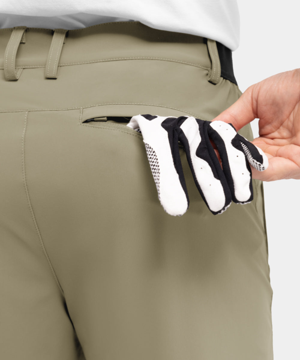 Pantaloncini da golf casual da lavoro elasticizzati e ad asciugatura rapida da uomo, pantaloncini a cinque punti