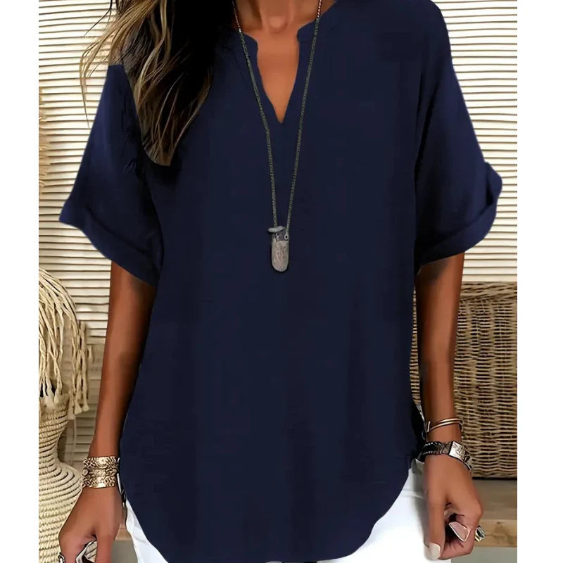 🌸 Saldi di primavera: 50% di sconto 👕 Top a maniche corte, elegante e dalla vestibilità ampia, in tinta unita