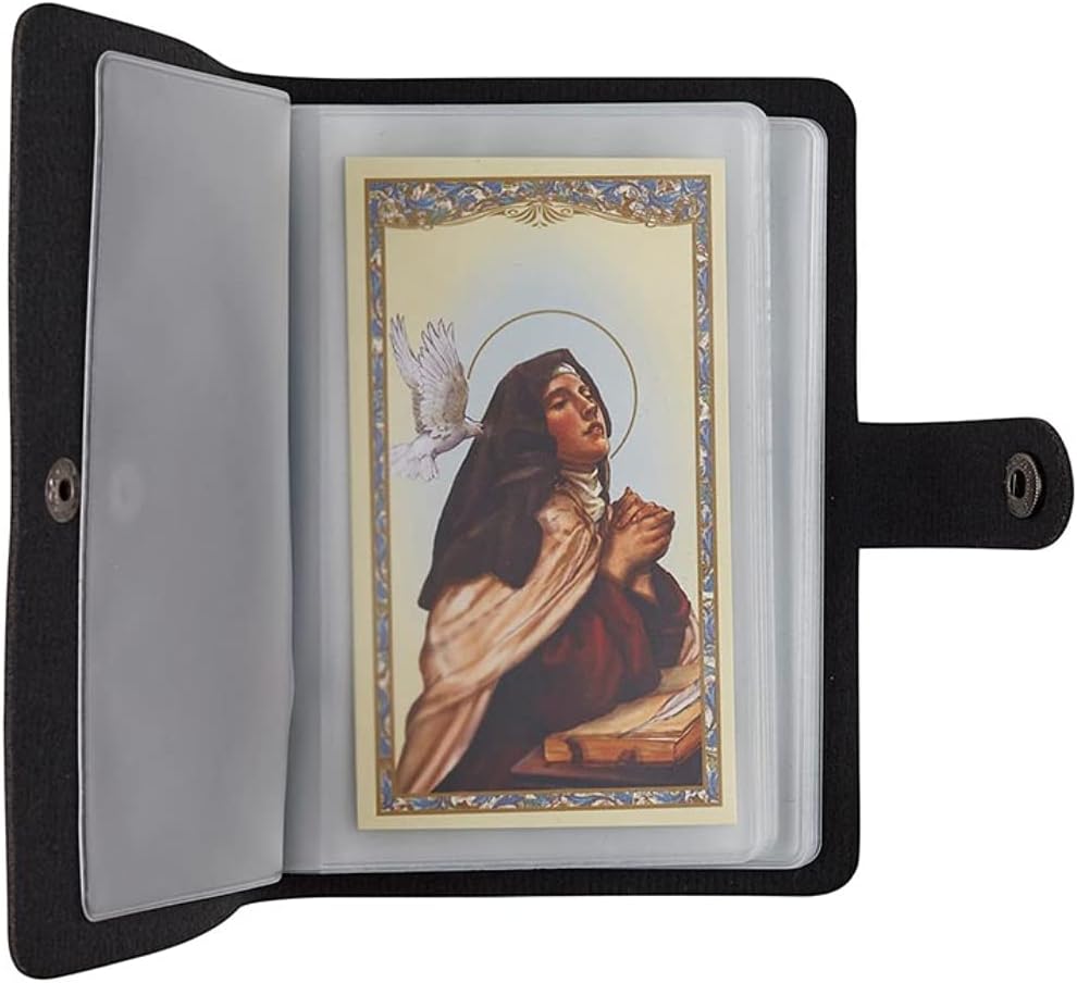✝️ Porta immagini sacre in vera pelle cattolica – Organizer tascabile per immagini sacre con chiusura a scatto