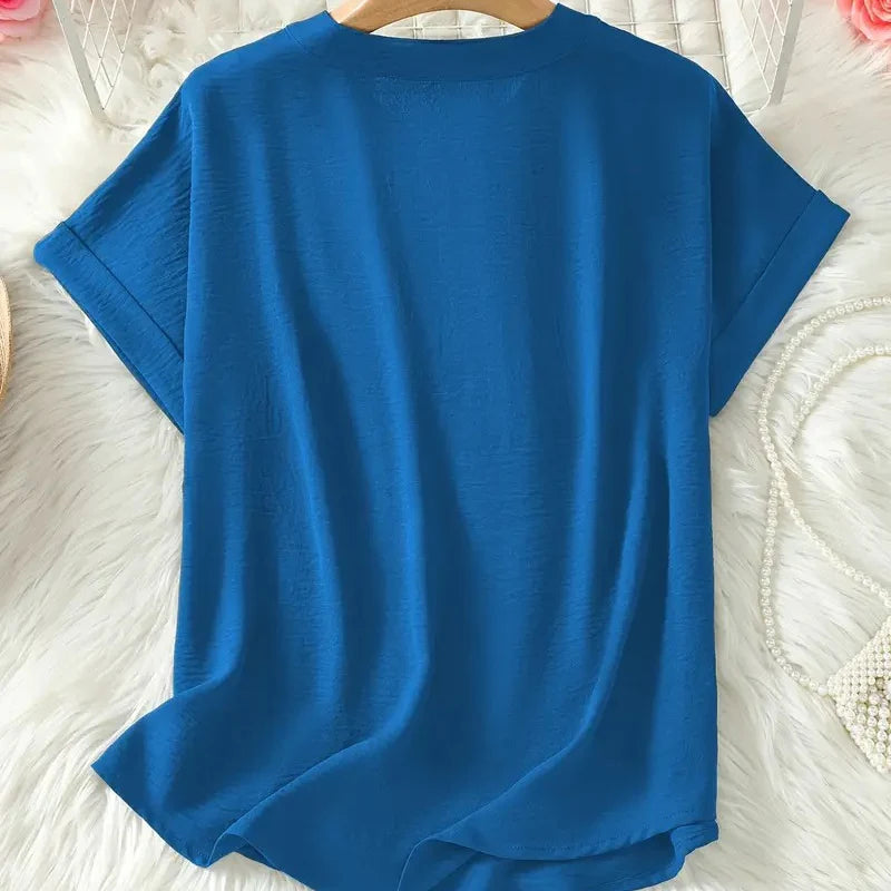 🌸 Saldi di primavera: 50% di sconto 👕 Top a maniche corte, elegante e dalla vestibilità ampia, in tinta unita