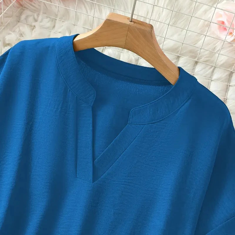 🌸 Saldi di primavera: 50% di sconto 👕 Top a maniche corte, elegante e dalla vestibilità ampia, in tinta unita