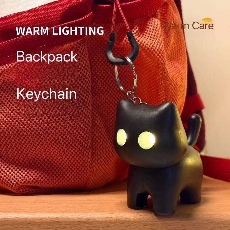 🌙 Portachiavi con luce notturna a forma di gatto nero