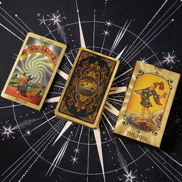 Witchy Cauldron Rose Gold Tarot Cards con libro guida Mazzo di tarocchi impermeabile e resistente alle pieghe per principianti Include chakra, pianeti, segni zodiacali, elementi e affermazioni