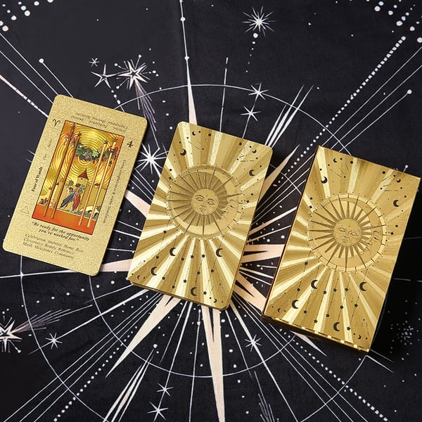 Witchy Cauldron Rose Gold Tarot Cards con libro guida Mazzo di tarocchi impermeabile e resistente alle pieghe per principianti Include chakra, pianeti, segni zodiacali, elementi e affermazioni