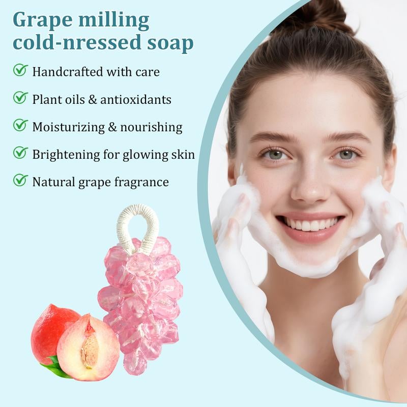Sapone originale fatto a mano con cristalli di uva, detergente delicato per il viso (confezione singola: 25 pezzi)