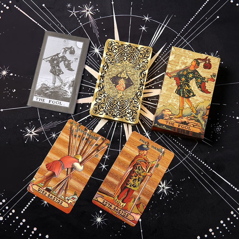 Witchy Cauldron Rose Gold Tarot Cards con libro guida Mazzo di tarocchi impermeabile e resistente alle pieghe per principianti Include chakra, pianeti, segni zodiacali, elementi e affermazioni