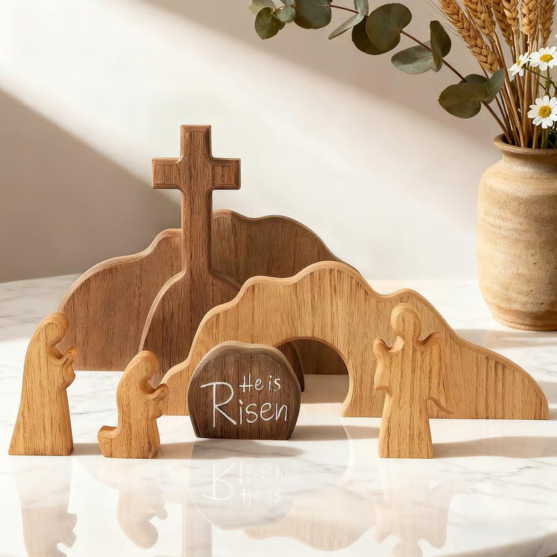 🔥Ultimo giorno 49% di sconto - La croce di legno della Resurrezione e la tomba vuota che ricordano alla tua famiglia il vero significato della Pasqua