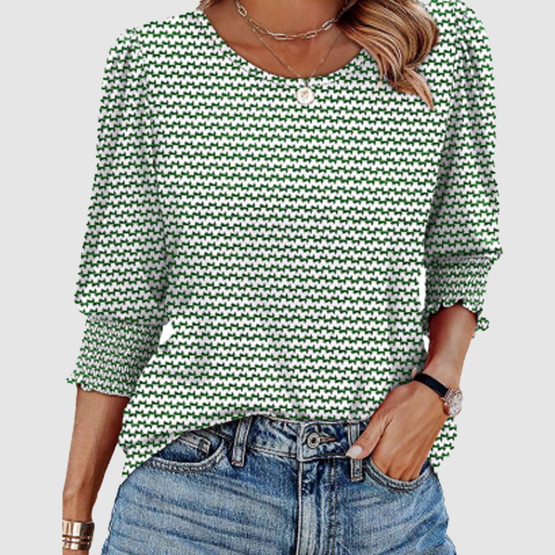 🔥Camicette da donna eleganti e casual con manica a 3/4 e polsini smocked
