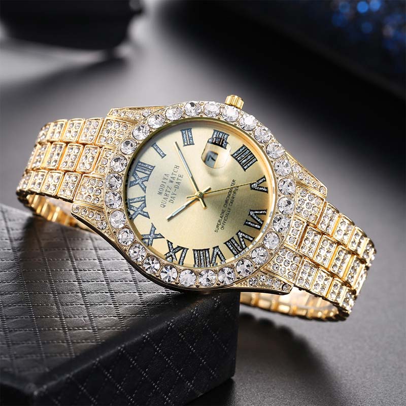 Orologio al quarzo da donna con cinturino in acciaio con stras
