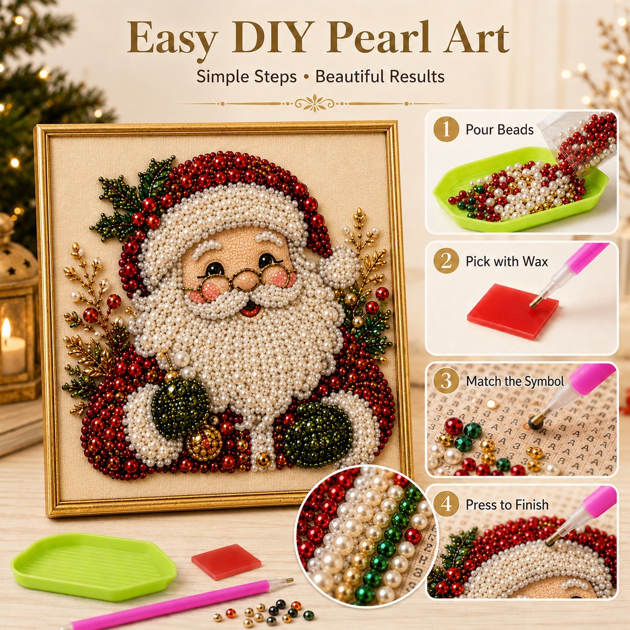🧘Rilassante e adatto ai principianti - 🎨💎Kit fai da te per un quadro natalizio con perline e diamanti