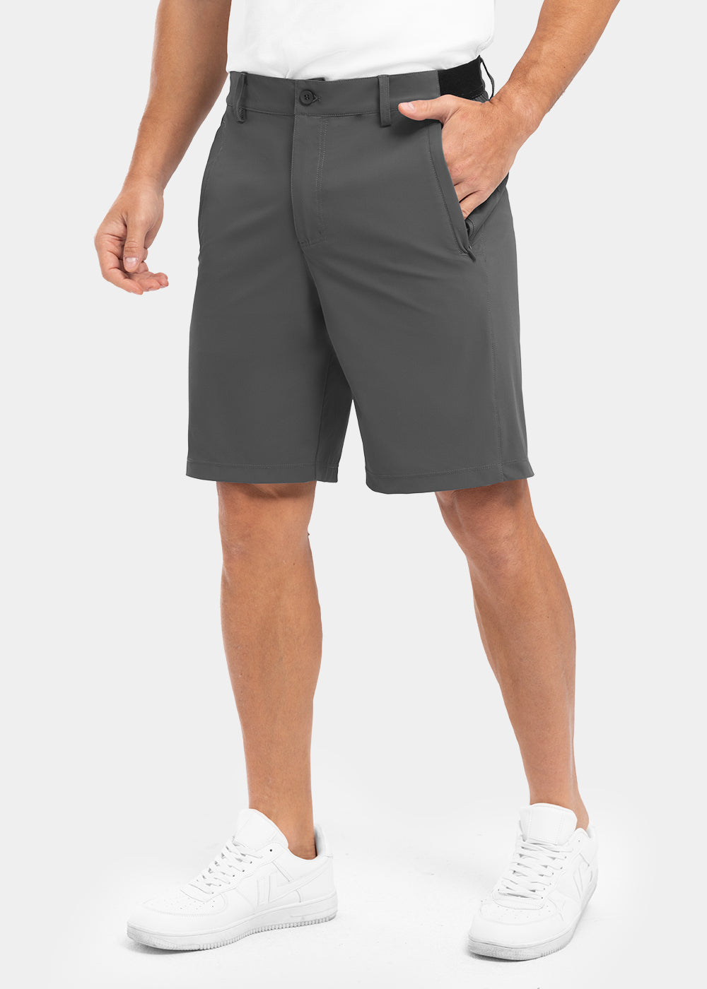 Pantaloncini da golf casual da lavoro elasticizzati e ad asciugatura rapida da uomo, pantaloncini a cinque punti