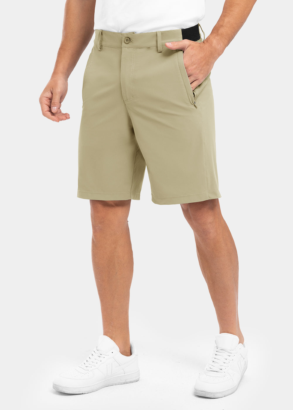 Pantaloncini da golf casual da lavoro elasticizzati e ad asciugatura rapida da uomo, pantaloncini a cinque punti