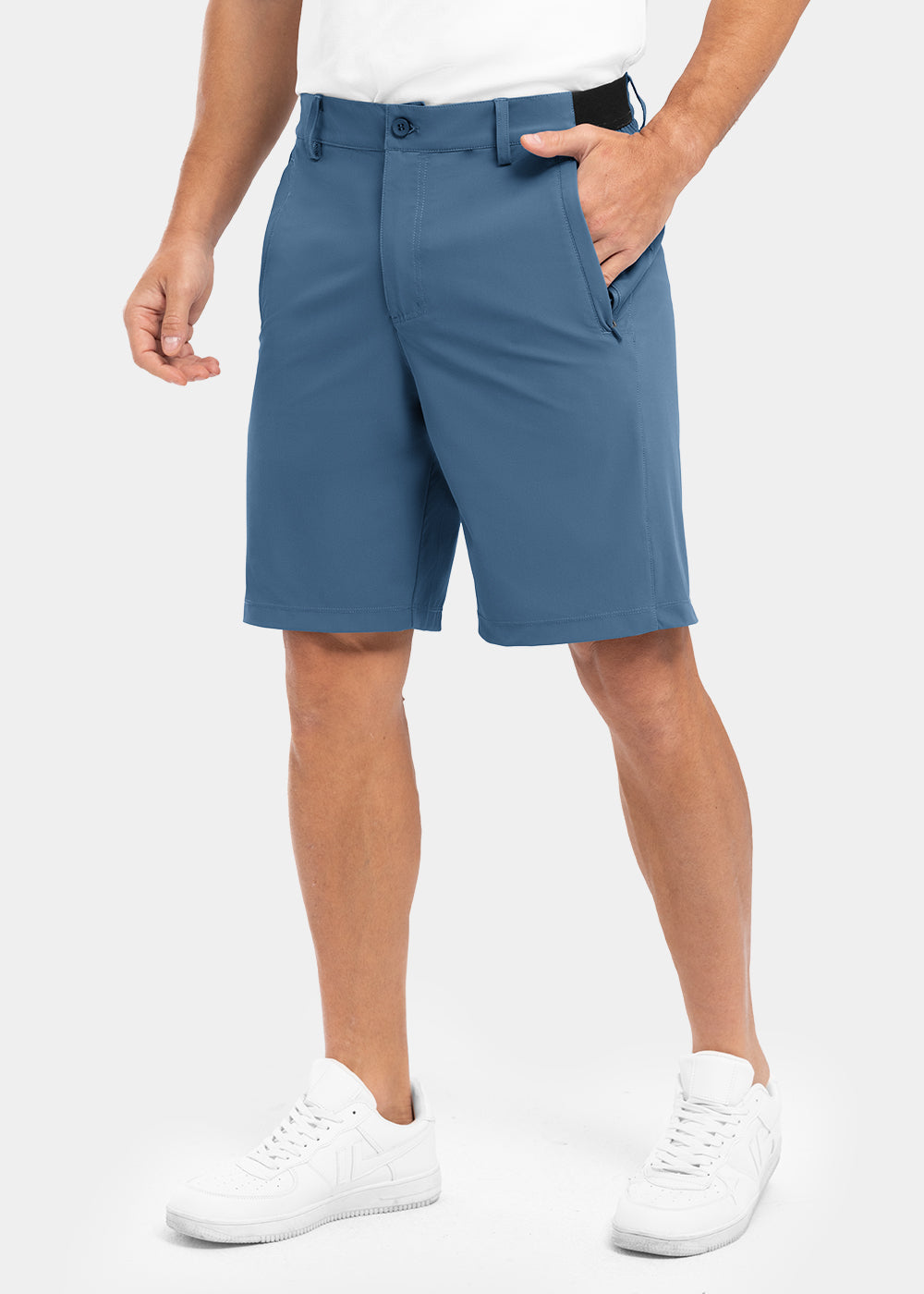 Pantaloncini da golf casual da lavoro elasticizzati e ad asciugatura rapida da uomo, pantaloncini a cinque punti