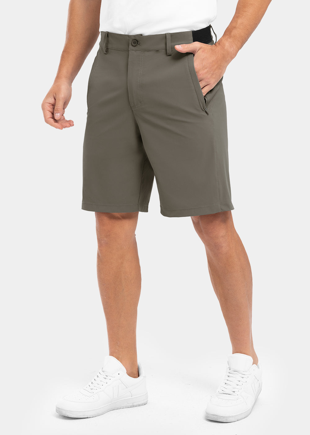 Pantaloncini da golf casual da lavoro elasticizzati e ad asciugatura rapida da uomo, pantaloncini a cinque punti