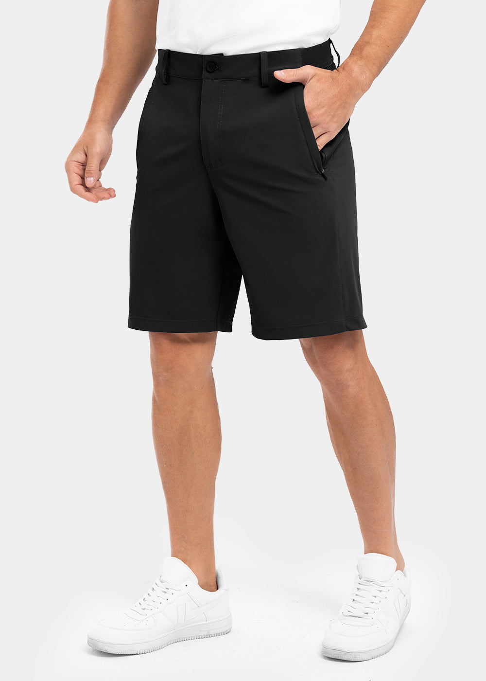 Pantaloncini da golf casual da lavoro elasticizzati e ad asciugatura rapida da uomo, pantaloncini a cinque punti