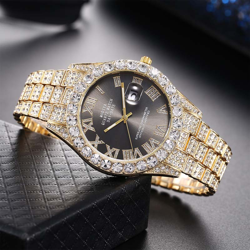 Orologio al quarzo da donna con cinturino in acciaio con stras