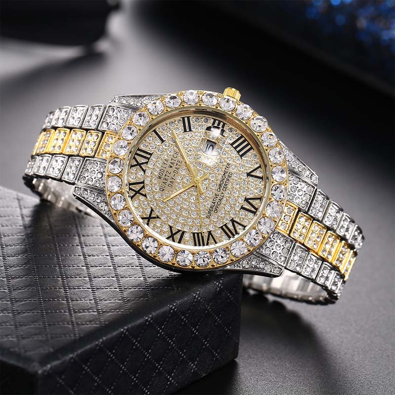 Orologio al quarzo da donna con cinturino in acciaio con stras
