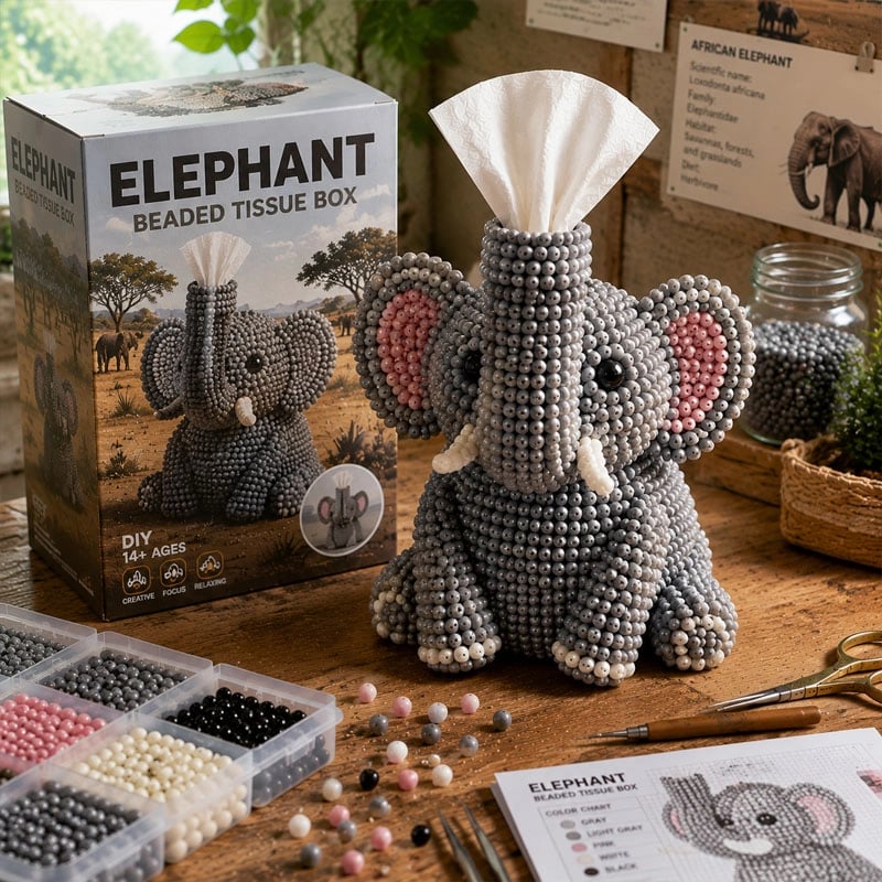 🔥Ultimo giorno: 50% di sconto 🦘 Kit fai da te per scatole porta fazzoletti con animali in perline