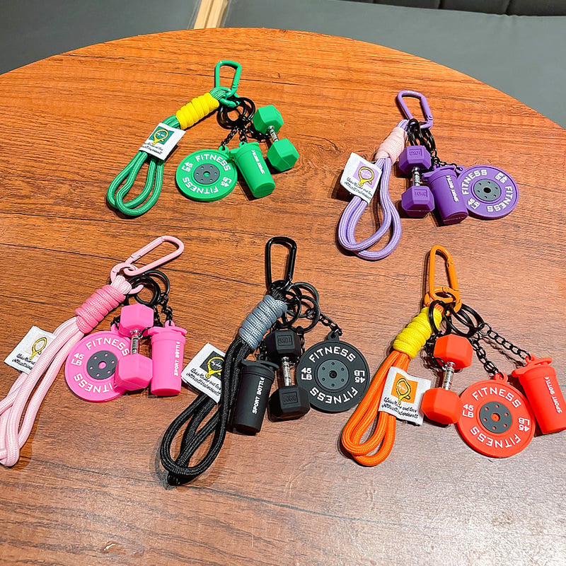 ⏰Ultimo giorno di promozione 49% DI SCONTO💪 Set portachiavi fitness - Portachiavi con manubri, kettlebell e dischi in silicone MSilicon