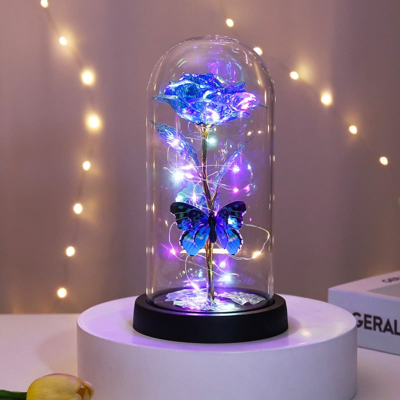 🔥Ultimo giorno! 49% di sconto – 🌹Rosa Butterfly Eterna in una cupola di vetro con illuminazione a LED✨