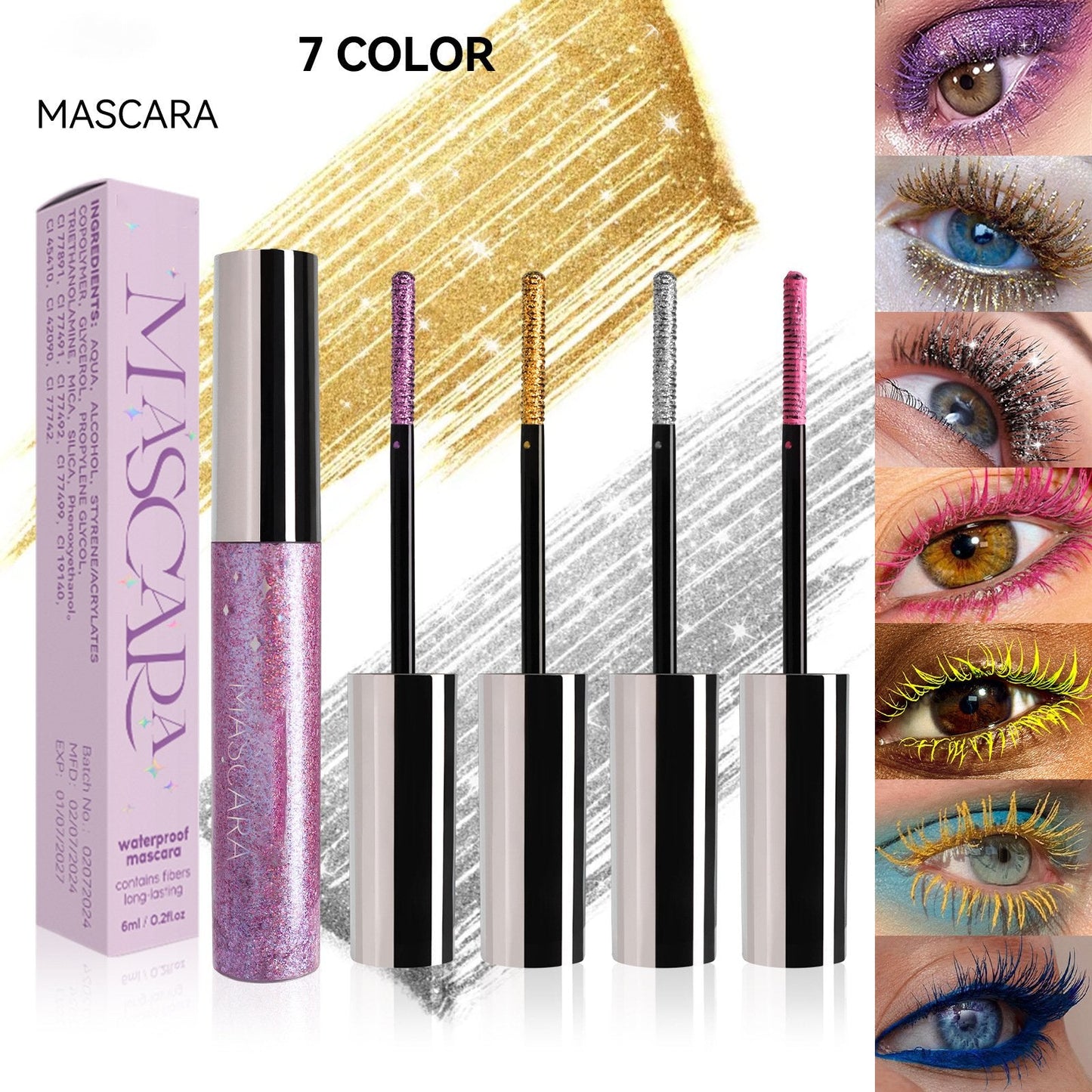 Mascara glitterato colorato