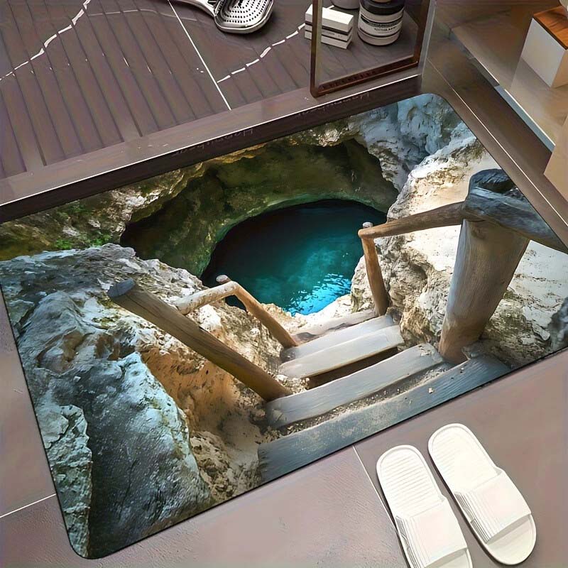 Zerbino antiscivolo con stampa HD motivo “Visual Illusion Endless Abyss