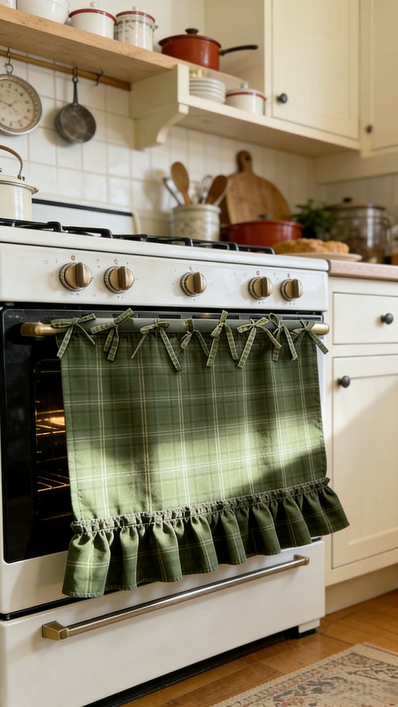 🧺 Gonne per forno fatte a mano | Arredamento per cucine in stile rustico🔒 Resistenti al calore | 🎀 Facili da installare | ✨ Nascondono il disordine e danno un tocco di stile