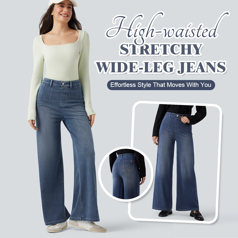 Jeans elasticizzati a vita alta e gamba larg👖